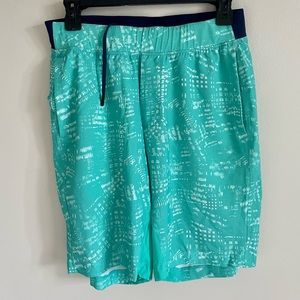 lululemon shorts, athletic, small, blue/green turquoise pattern